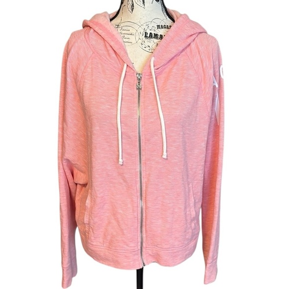 Victoria's Secret Tops - Victoria's Secret Soft Hoodie Sweatshirt Zip Up Angel 10 Pink and White Size L